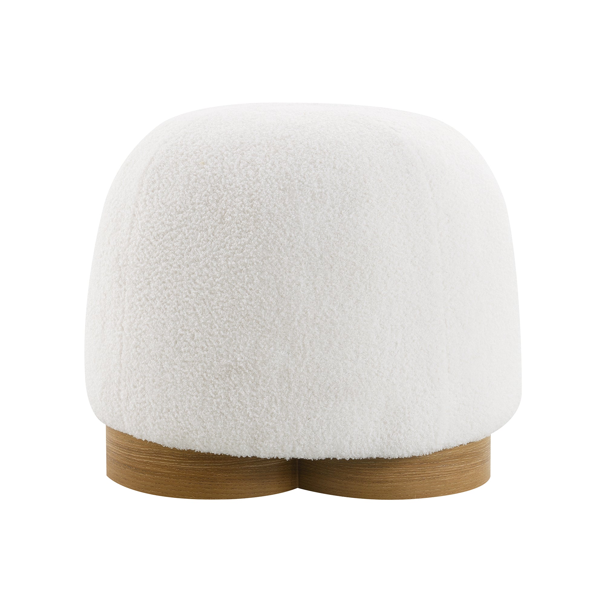 Fully Assembled Round Soft Teddy Fabric Upholstered Ottoman
