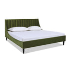 Aspen Vertical Tufted Headboard Platform Bed Set, King, Olive