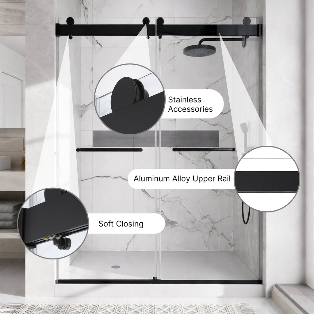 48 Inches x 76 Inches Double Sliding Shower Door in Matte