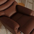 Global Home Swivel Glider Recliner with Manual Footrest In Oslo Pecan