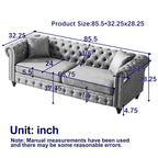 FX 85.5" Living Room Chesterfield Sofa with Rolled Arms