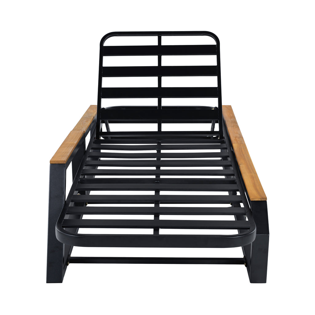 5-Piece Outdoor Chaise Lounge Set, 2 Adjustable Recliners with Side Table