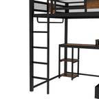 Queen Loft Bed with Desk and Storage