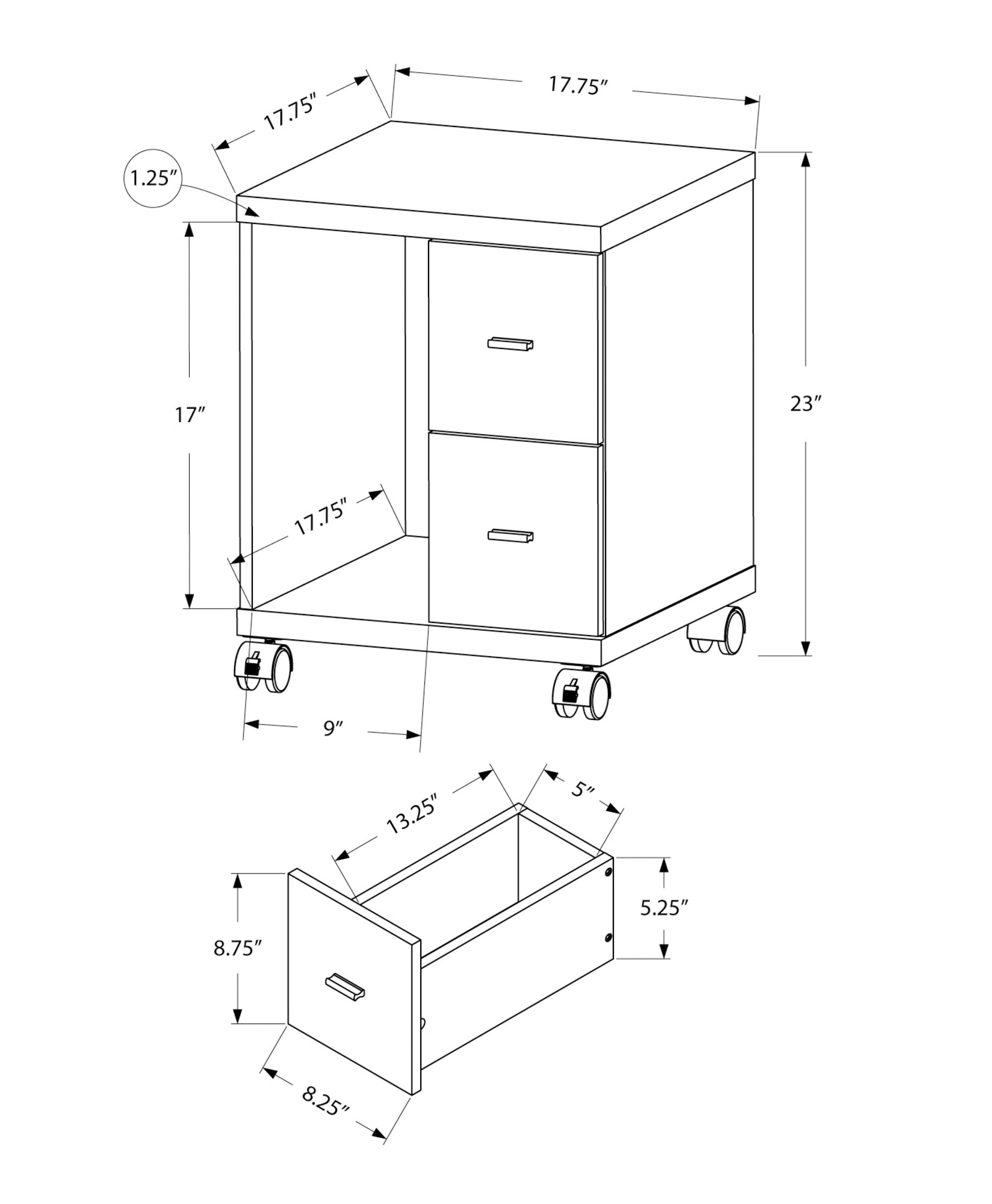 Rolling File Cabinet with Storage