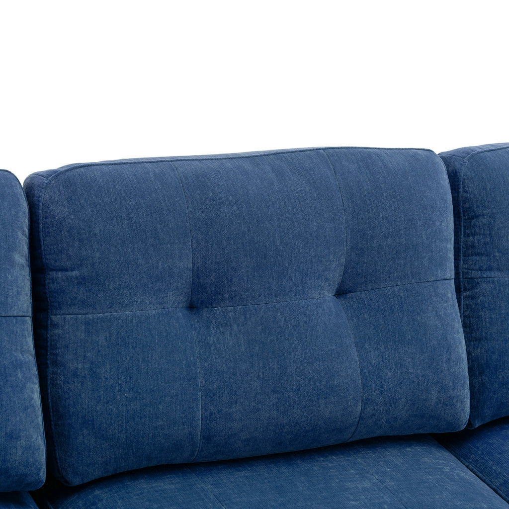 110" L-Shape Convertible Sectional Sofa Couch with Movable Ottoman