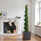 6FT Two-Tone Spiral-Shaped Potted Cedar Tree - 2pcs Set