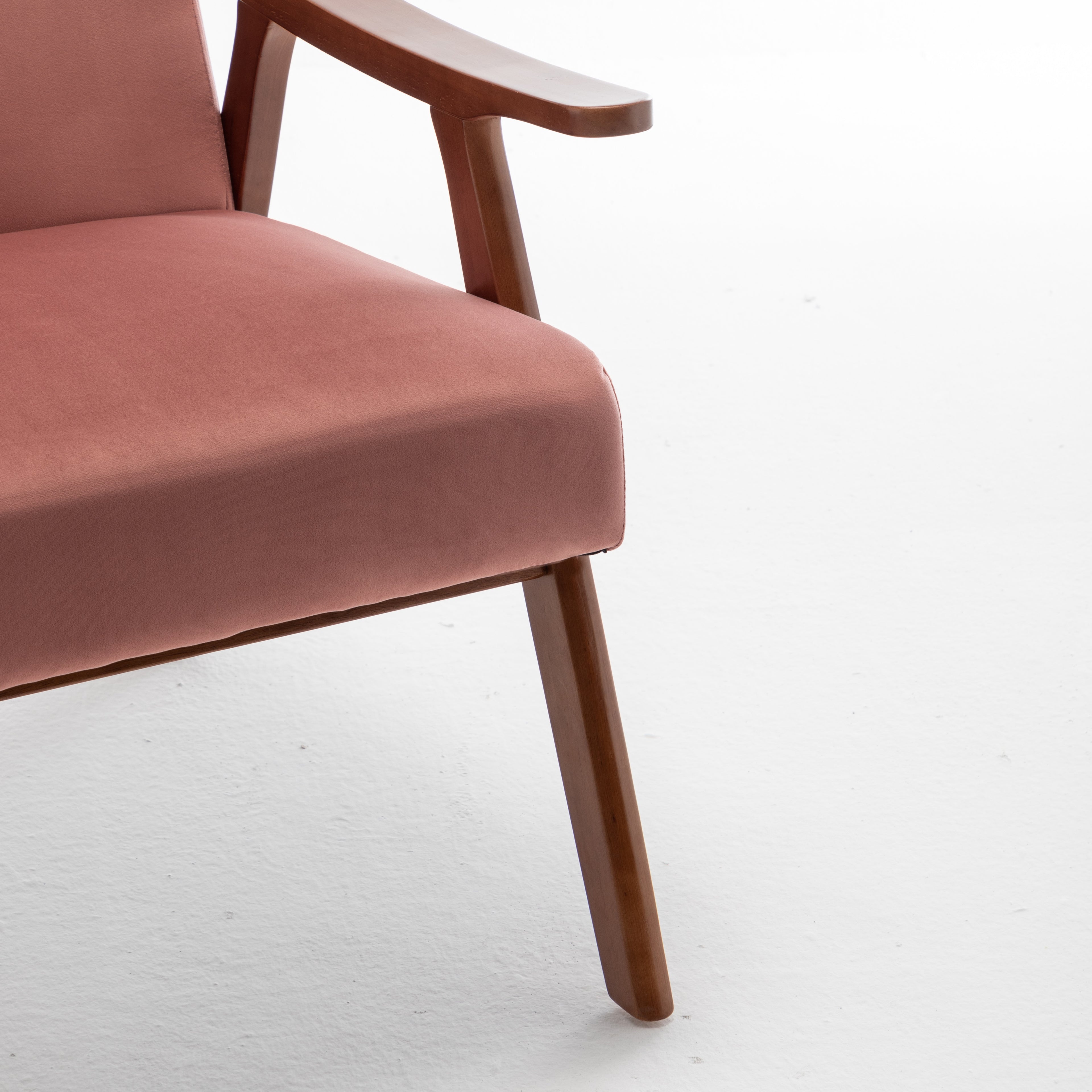 Accent Chair with Velvet Upholstery and Solid Wood Frame
