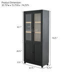 74.5''H Ash Wood Grain Display Cabinet