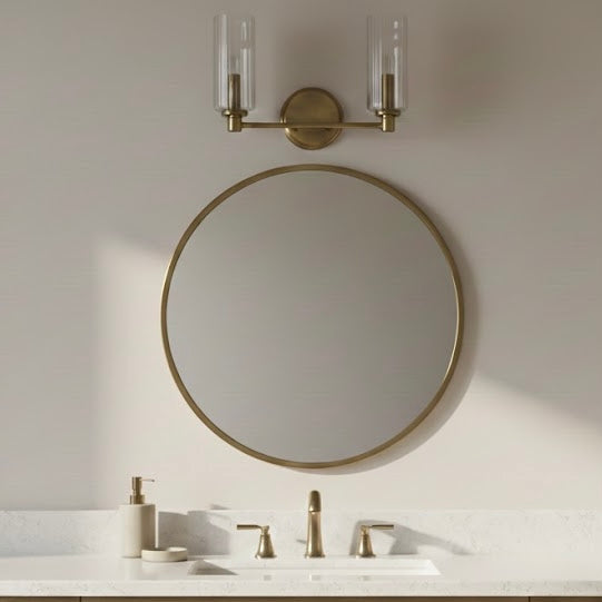 Regal Double Light Vanity With Clear Ribbed Glass - Satin