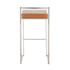 Contemporary Stackable Barstool with Camel Faux Leather - Set of 2