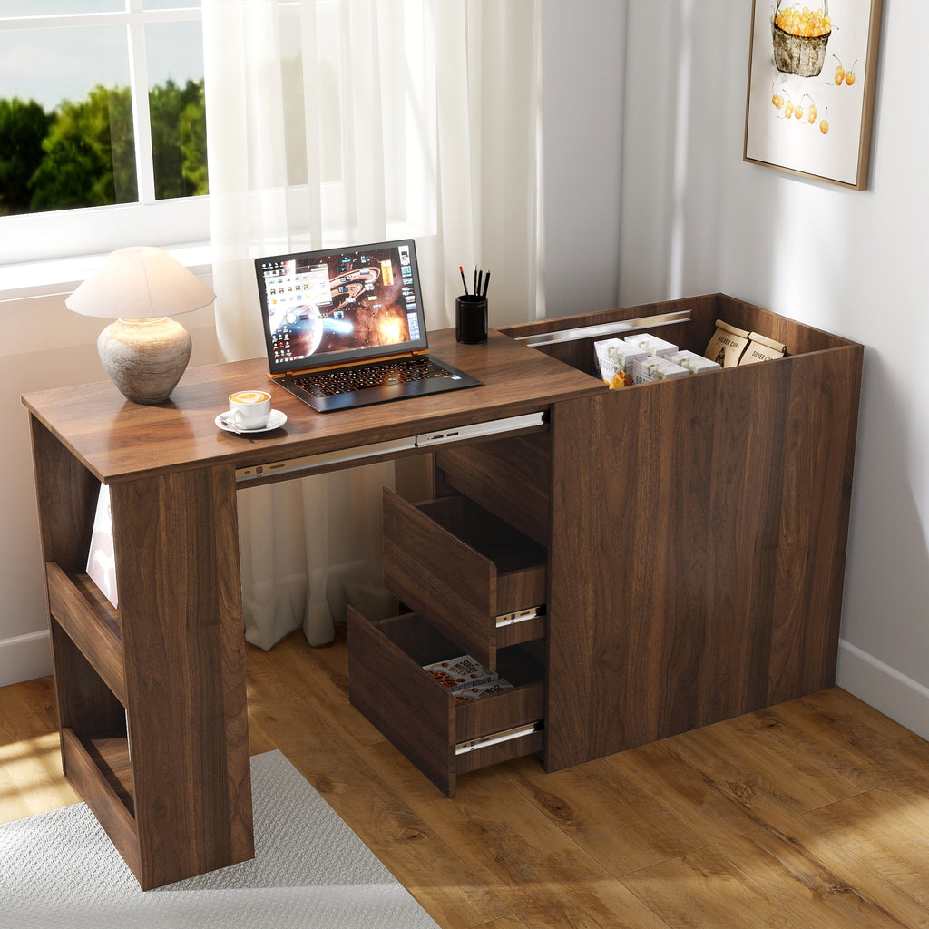 Computer Desk with Drawers - Modern Corner Home Office Storage