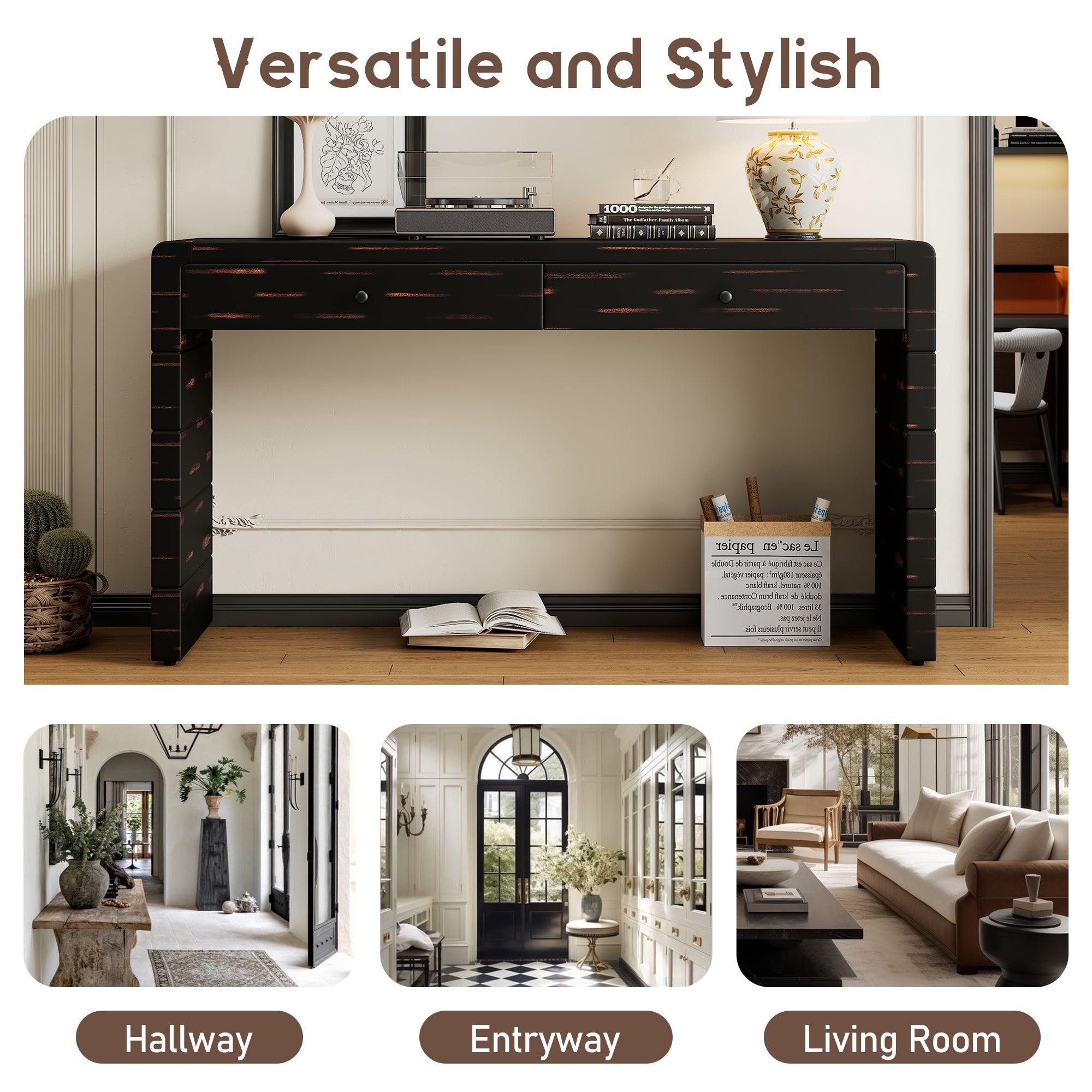 Curved Console Table with Storage