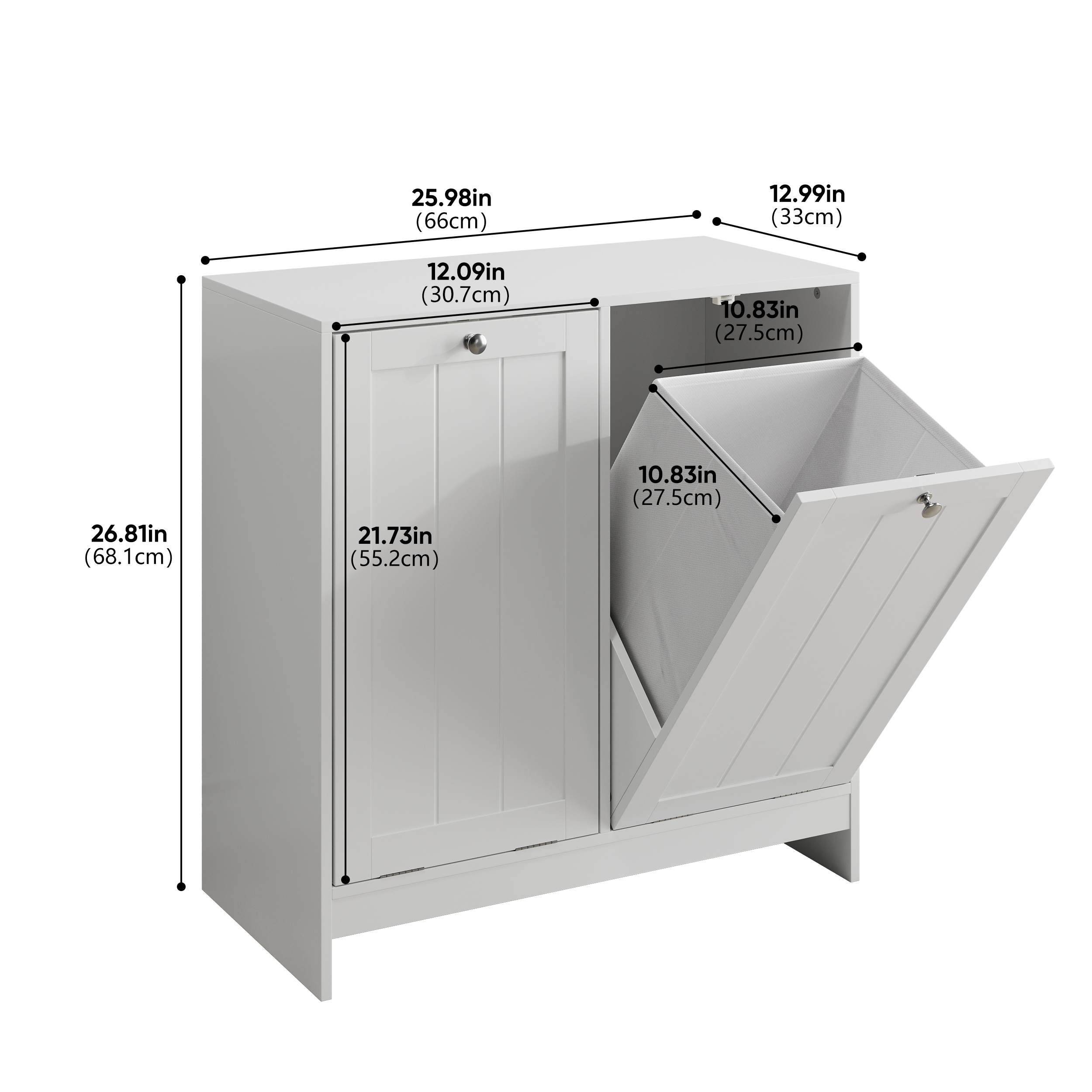 Tilted Laundry Hamper with Removable Basket