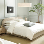 Archie Puffy Grounded Upholstered Platform Bed - Oatmeal Light