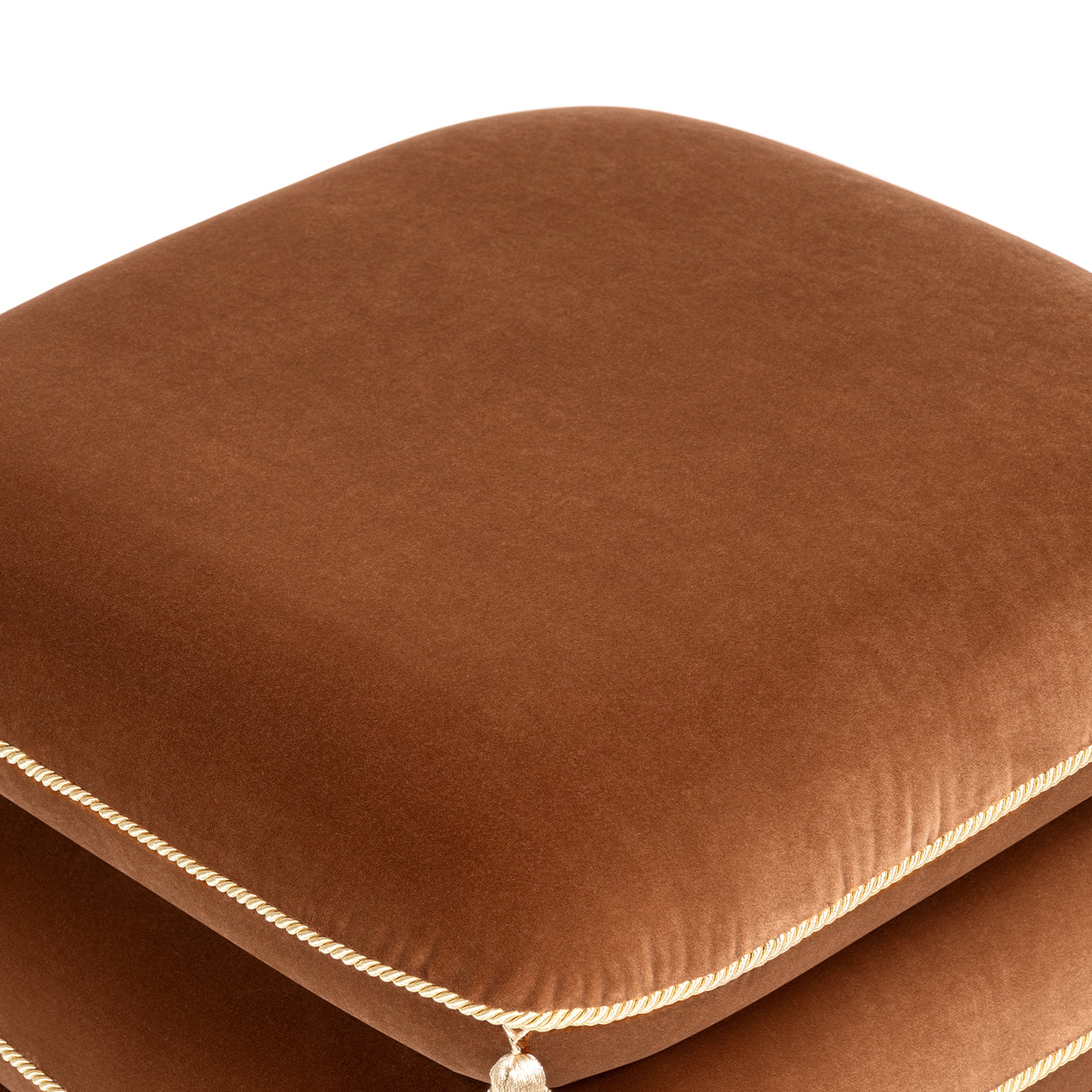 Monarch 19.5" Squared Upholstered Ottoman with Bullion Fringe