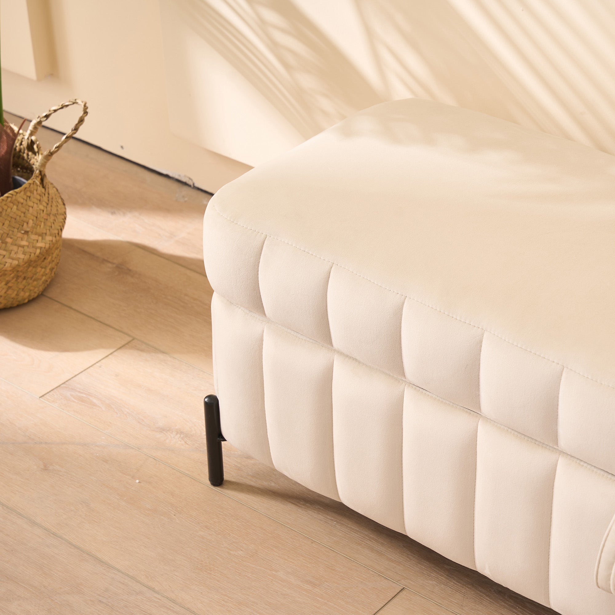 Upholstered Velvet Storage Bench Ottoman