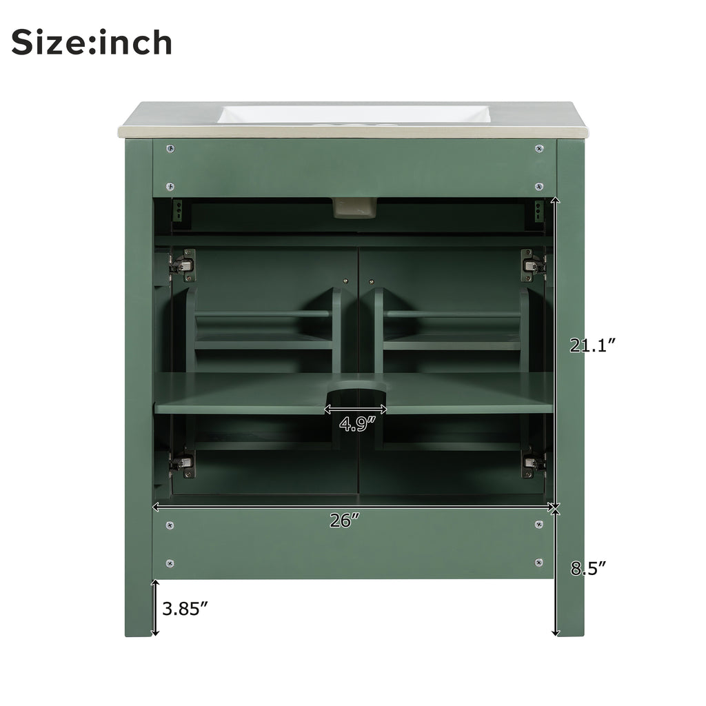 30-Inch Bathroom Vanity with Ceramic Sink - Modern