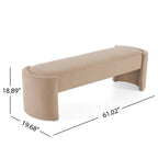 Elegant and Simple Long-Shaped Ottoman Bench, Light Camel