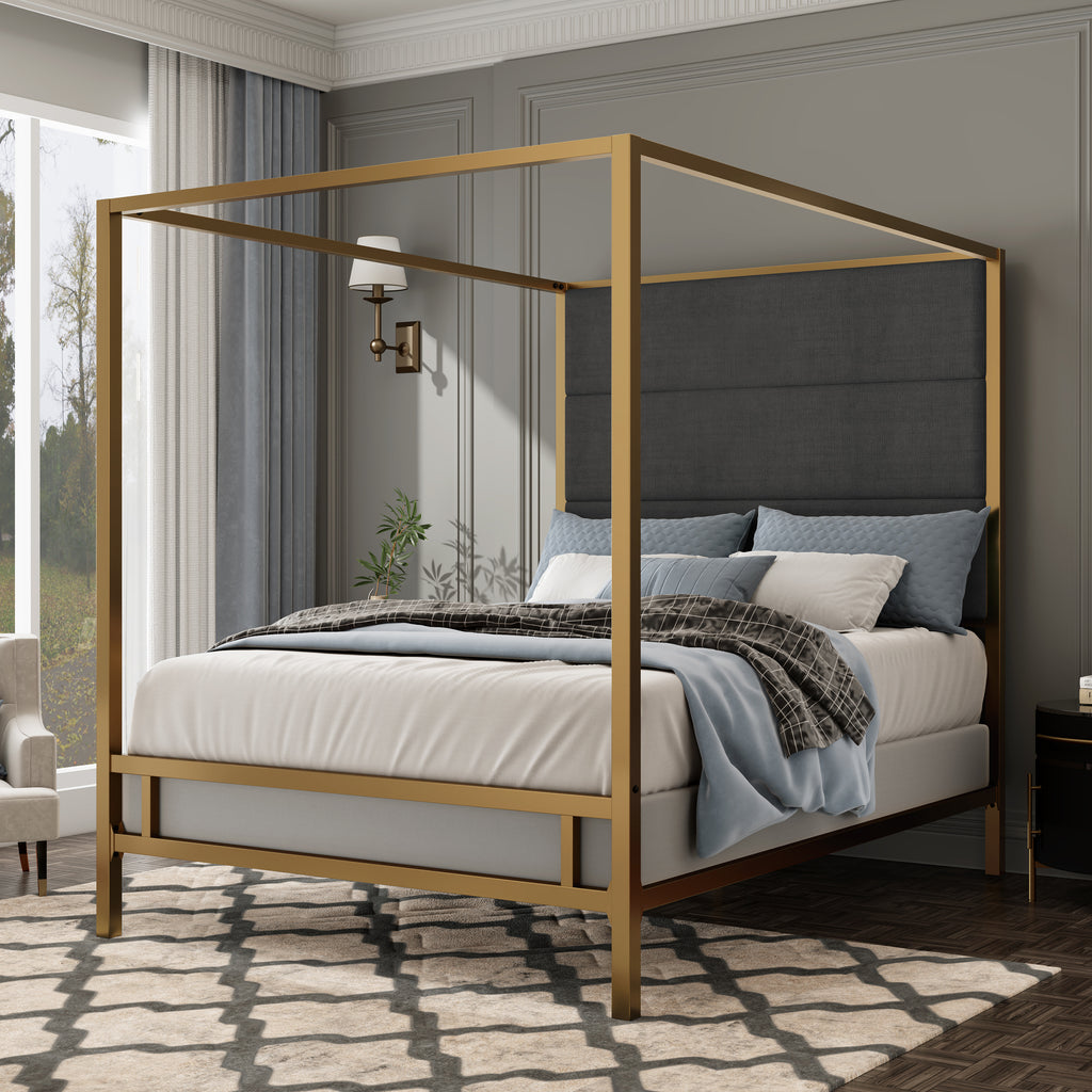 Gold Metal Canopy Bed