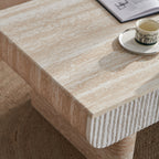 Mid Century Modern Coffee Table with Faux Marble Top