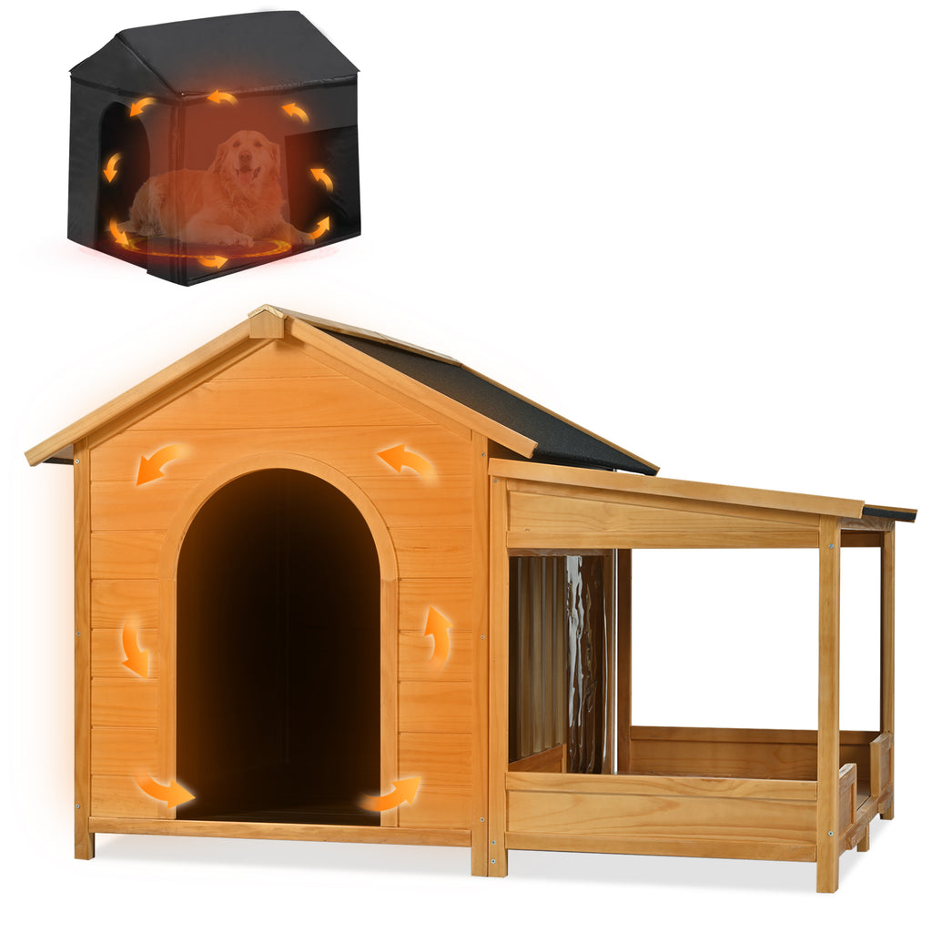 60.2" Large Outdoor Dog House with Insulated Liner