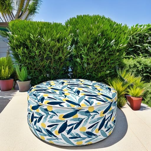 Outdoor Inflatable Ottoman - Coastal Leaves Design