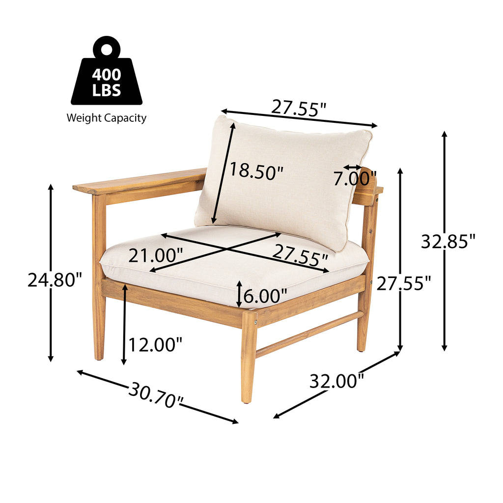 Terassi Outdoor Acacia Wood 4 Seater Sofa