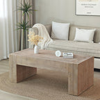 Rustic Wood Coffee Table, 49in Modern Farmhouse Rectangular Table for Living Room