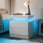 LED Nightstand with 2 Drawers for Bedroom