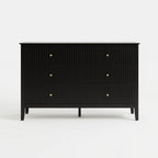 47.2" Wide Black 6-Drawer Fluted Dresser