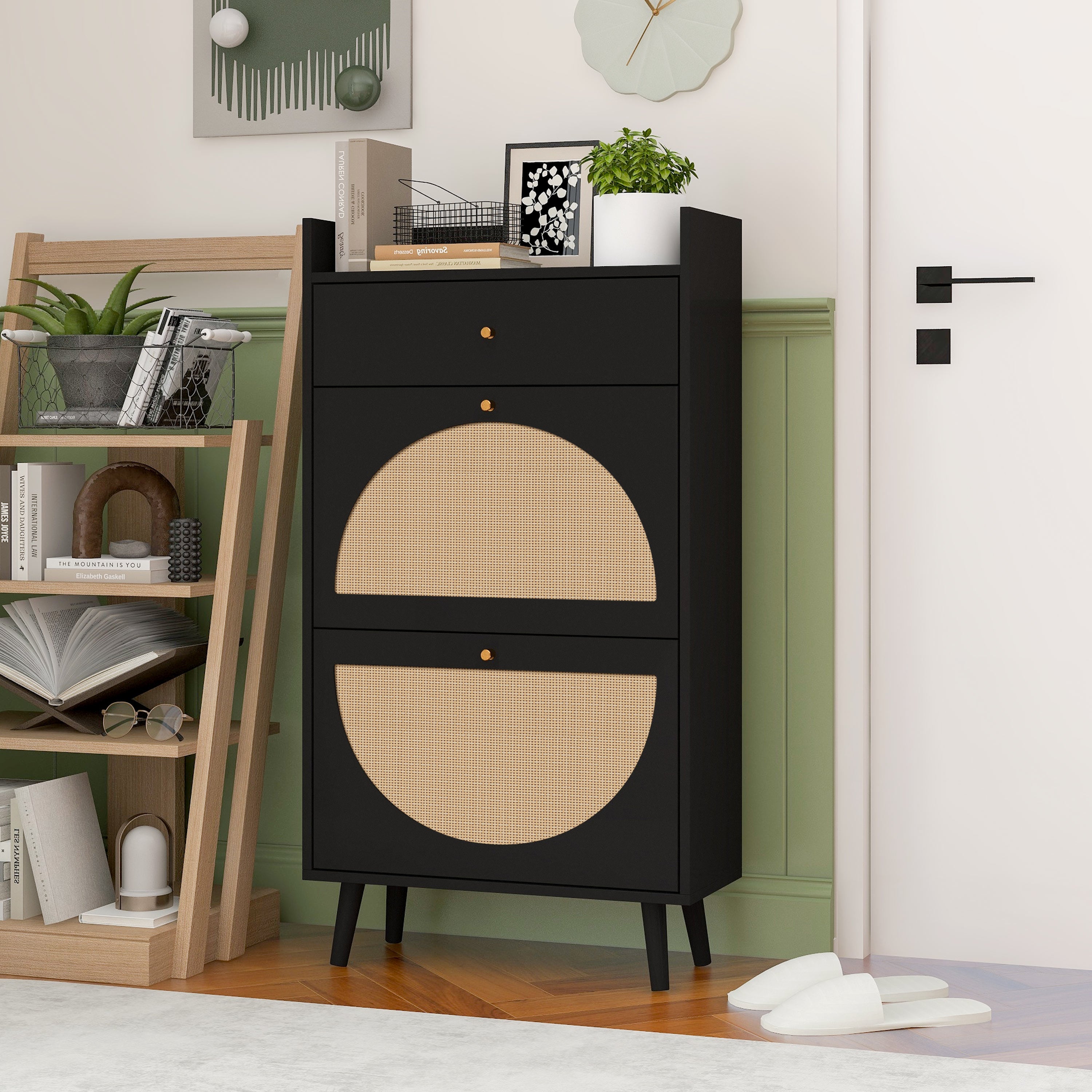 Rattan Allen 2 Door 1 Drawer Cabinet - Shoe Rack