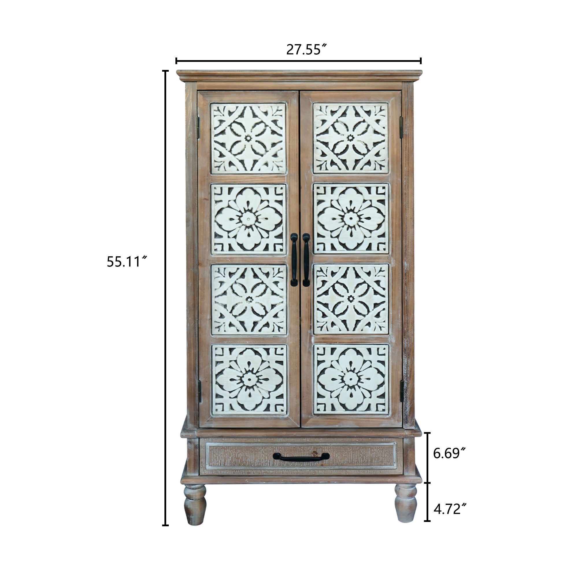 55.12'' Tall Tower Storage Cabinet - Rustic Wood Sideboard Pantry Cabinet