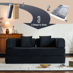 Convertible Sleeper Sofa Bed with Cylindrical Pillow