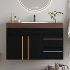 36" Floating Bathroom Vanity with Ceramic Sink and Faux Marble Top