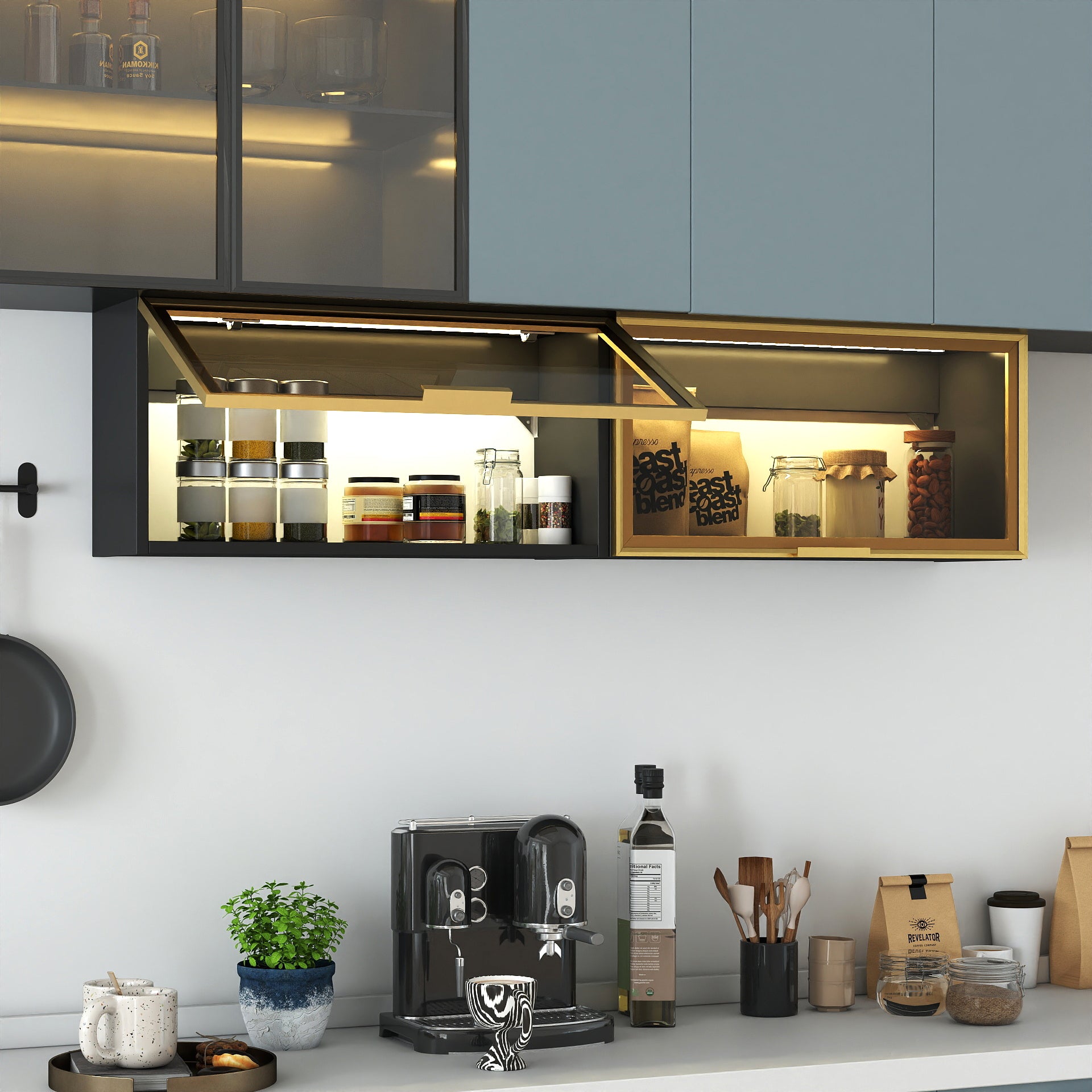 Large-Capacity Spice Rack Wall Mounted Storage Cabinet