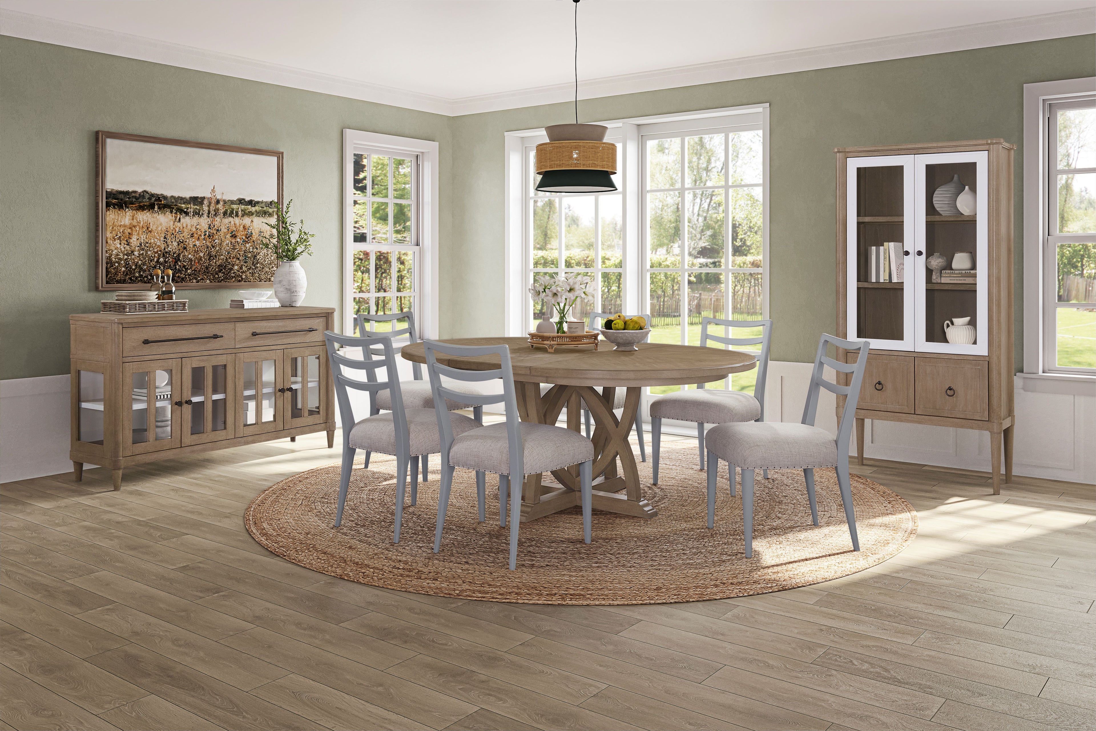 Ladderback Side Dining Chair Set of 2 in Ocean Finish