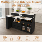 Kitchen Island with Extendable & Rotating Table