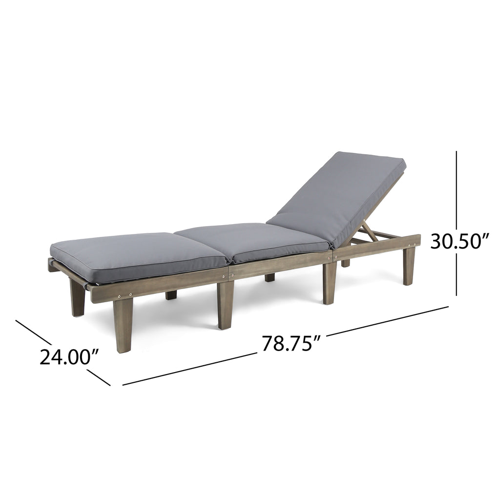 Ariana KD Wood Chaise Lounge With Cushion