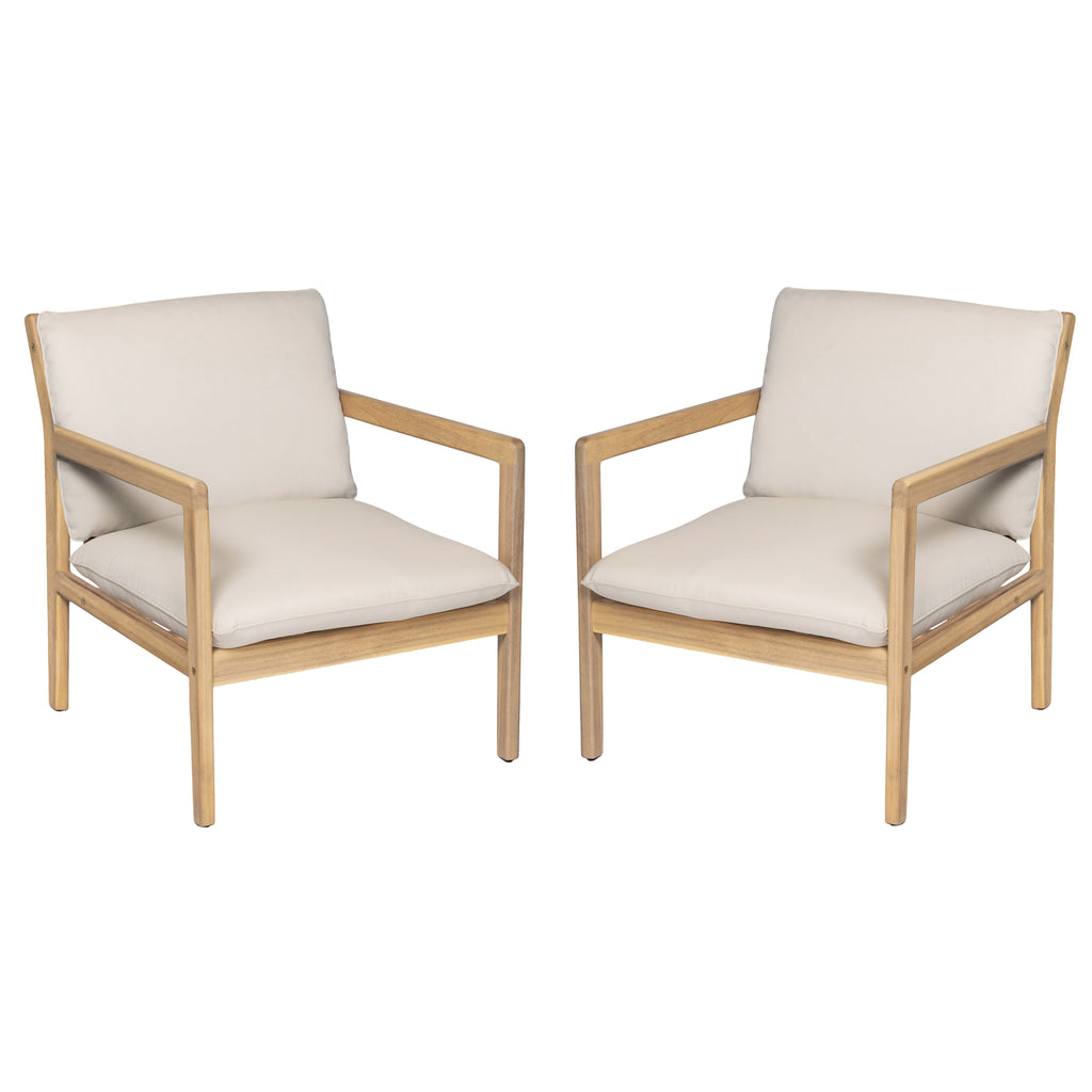 Outdoor Acacia Wood Armchair, Set of 2