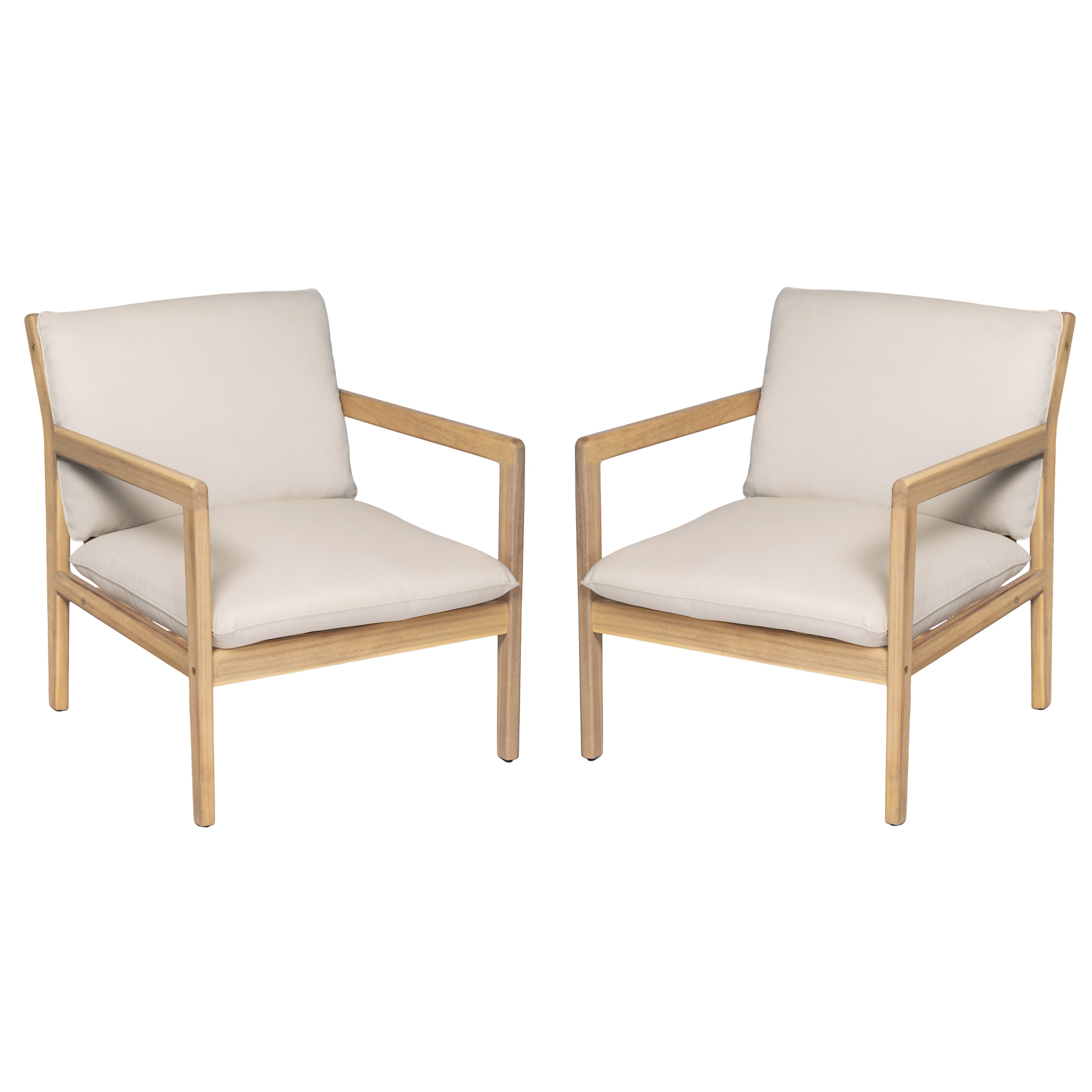 Outdoor Acacia Wood Armchair, Set of 2