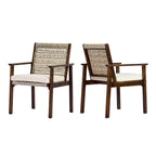 Outdoor Dining Chairs Set of 2 - Acacia Wood & Wicker Rattan