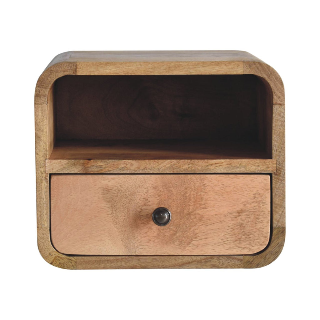 Extra Mini Wall-Mounted Curved Oak-ish Nightstand