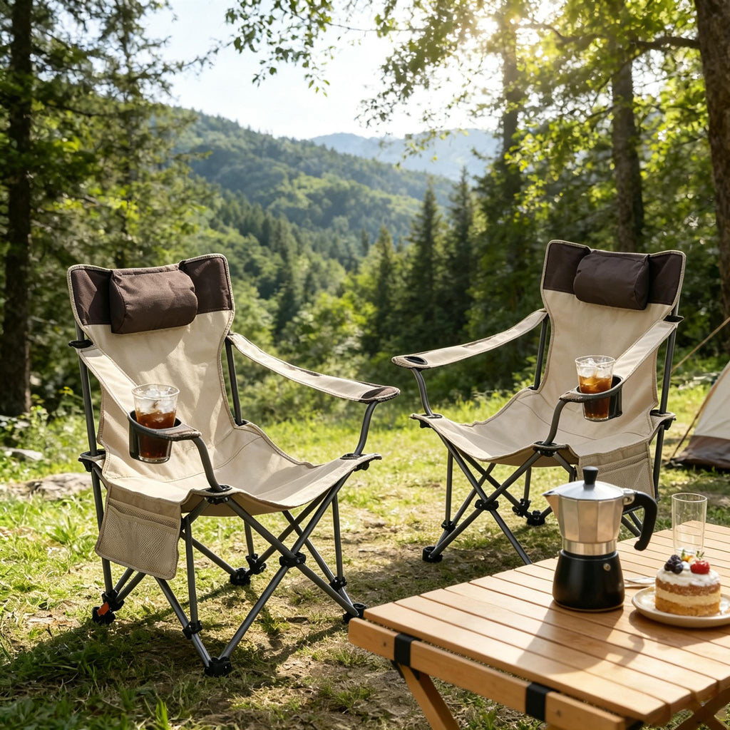 2PCS Outdoor Camping Chairs - Folding & Adjustable