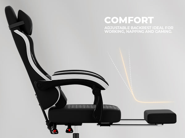 Gaming Chair with Massage and Footrest