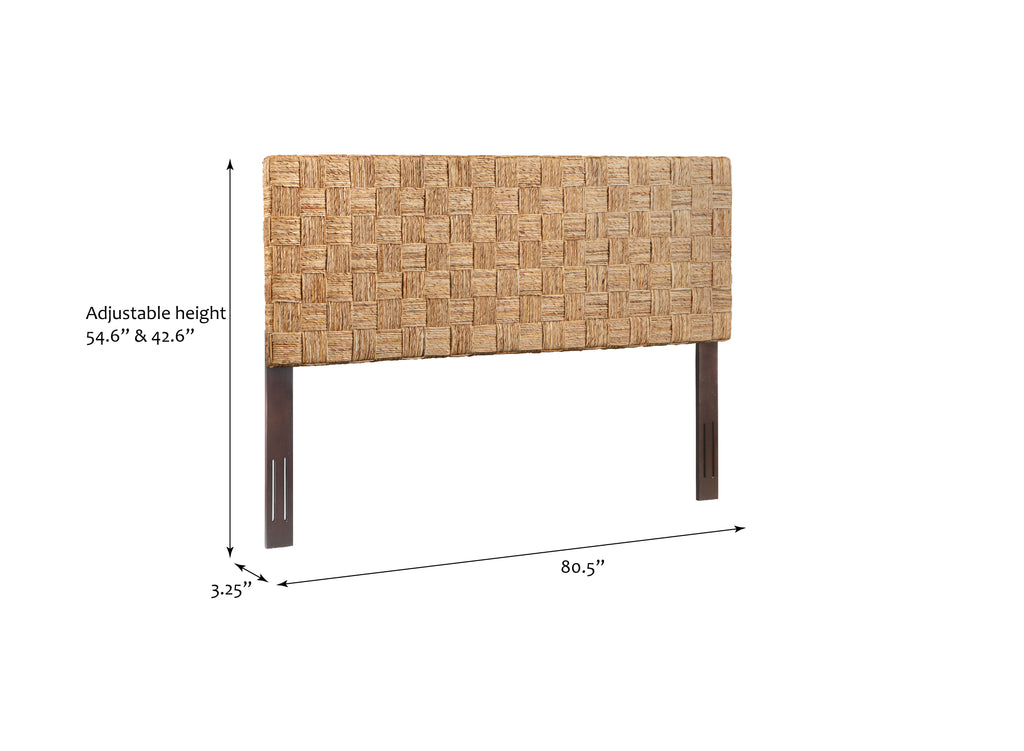 King Size Woven Rattan Adjustable-Height Headboard