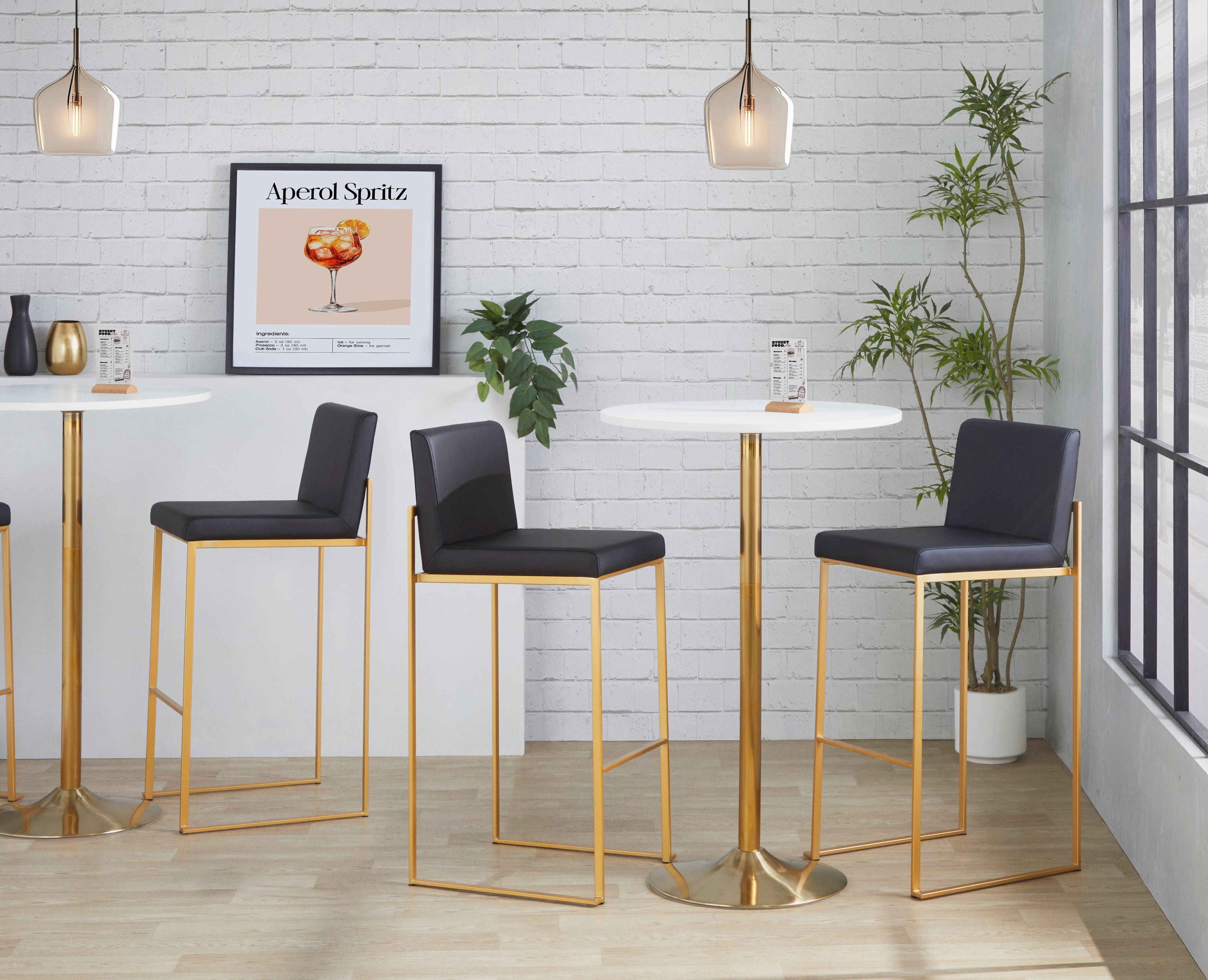 30" Contemporary High Back Barstool Set of Three