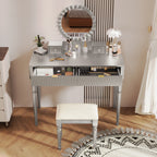 Luxury Vanity Desk with Round Mirror