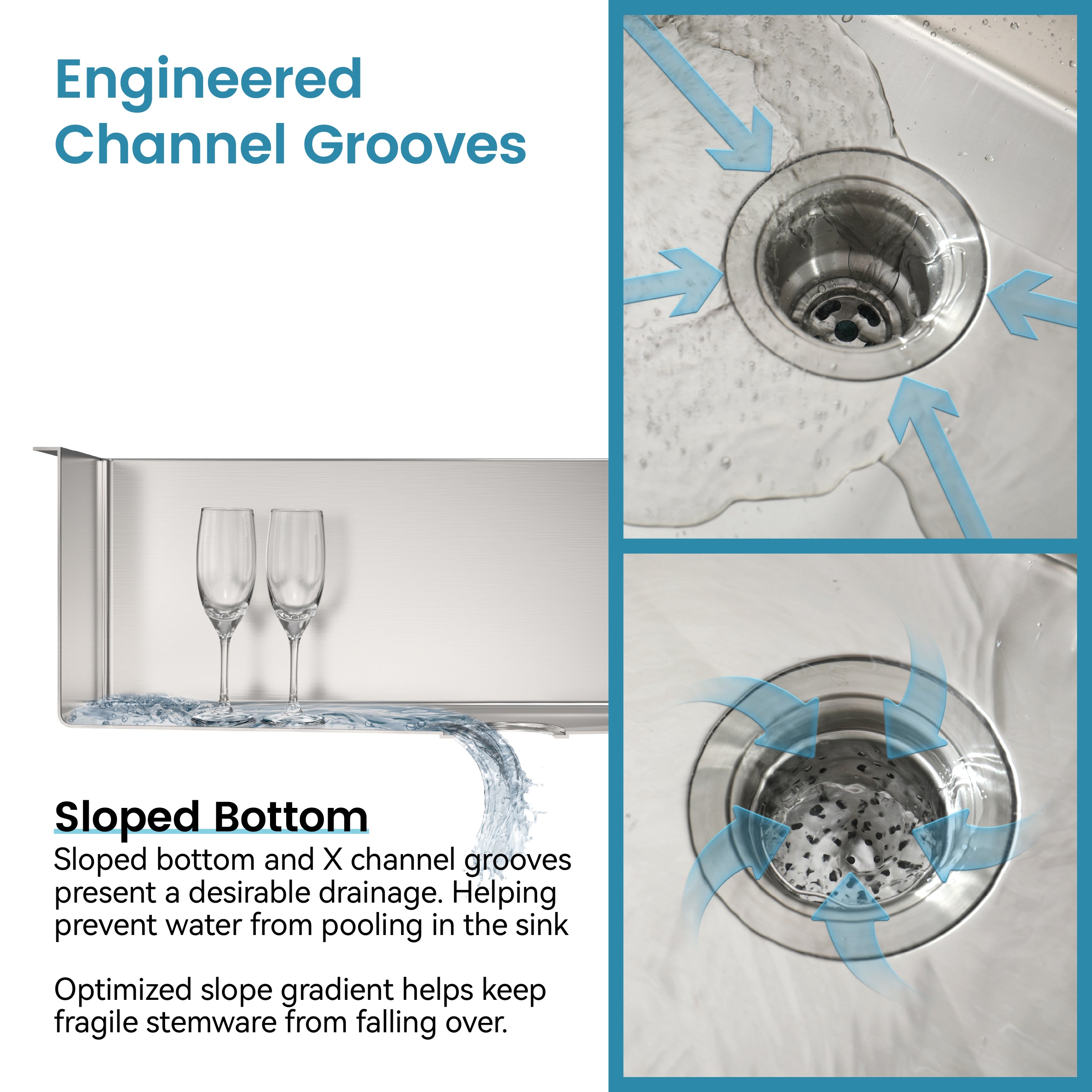 Stainless Steel Kitchen Sink, 33"x22" Single Bowl
