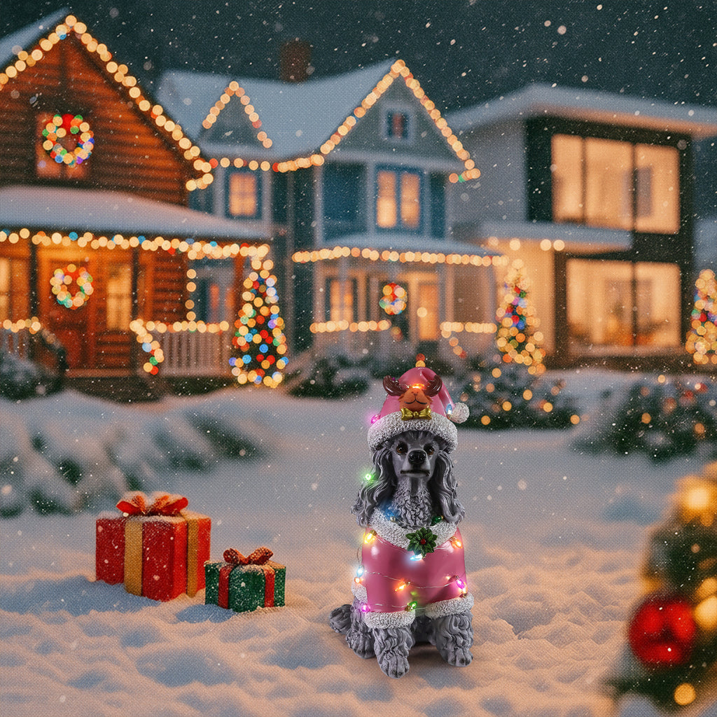 Christmas Poodle Statue