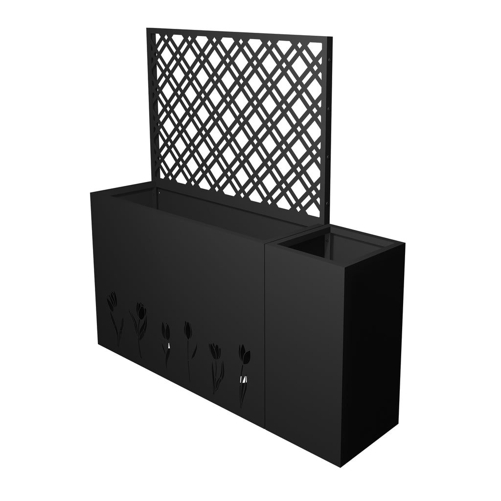 2-Piece Metal Planter Box with Trellis